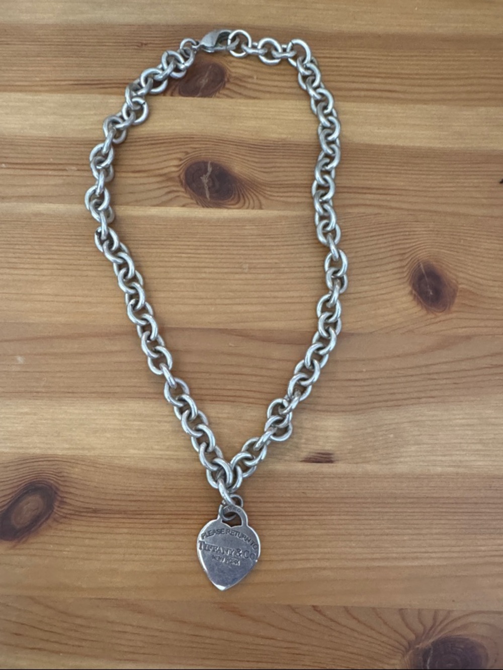 Tiffany & Co Silver Heart Tag Link Necklace - Women Jewelry